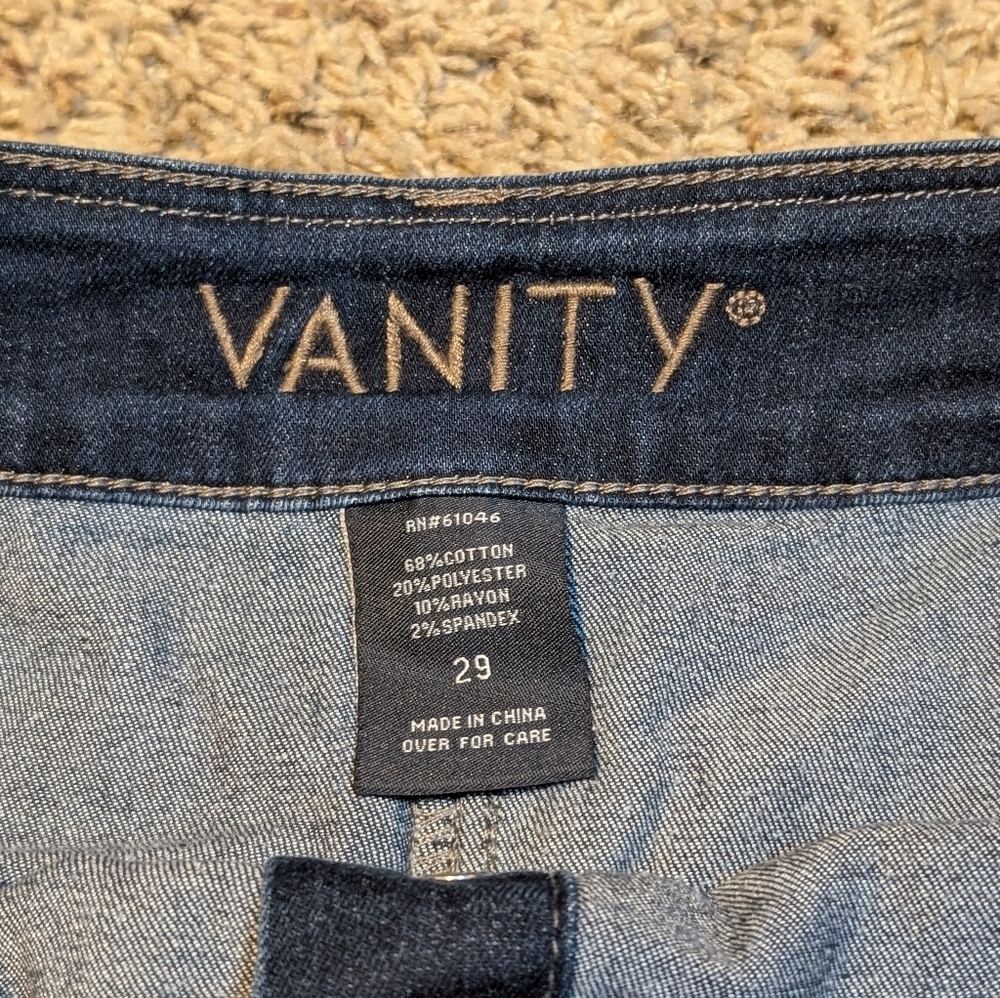 VANITY Button Fly Dark Wash Denim Stretch Mini Skirt Women's W29 - Picture 4 of 12
